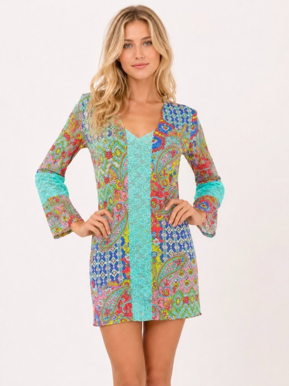 Luli Fama Swim Cover Up Dress Tunic Beach Resort Colorful Vacation XS - Picture 12 of 12